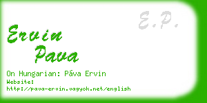 ervin pava business card